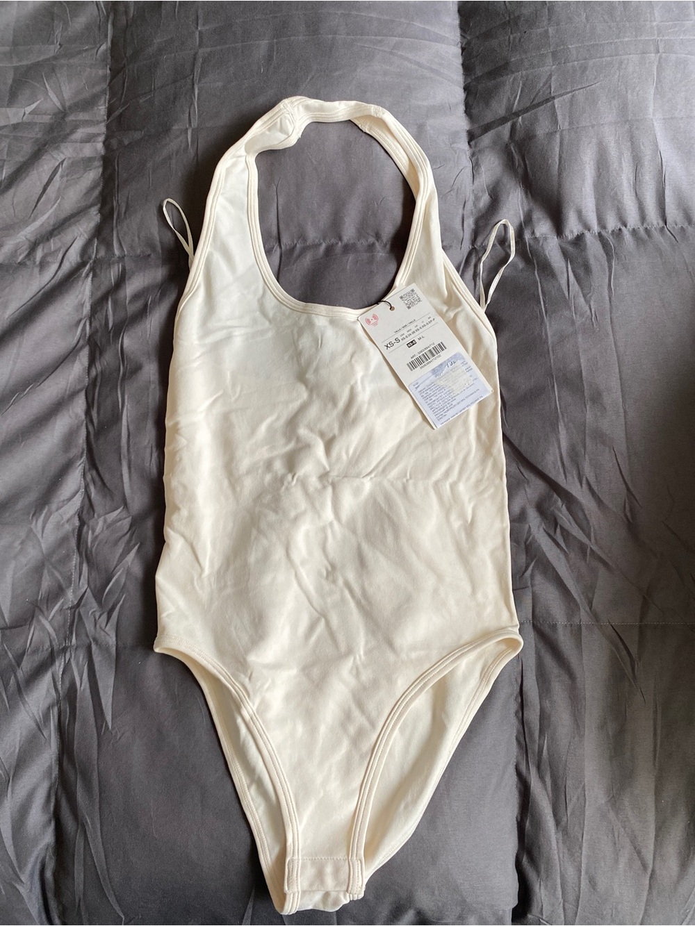 Zara Cream Halter-Style Scoop Neck Bodysuit